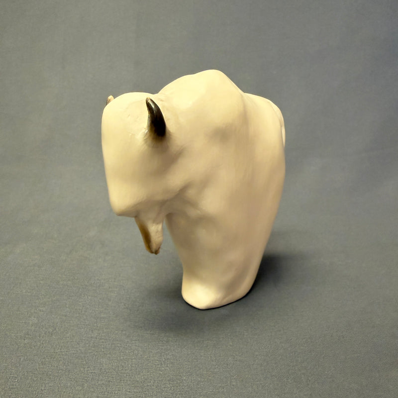 Andrew Rodriguez, Laguna Pueblo Native American Handmade Clay Figurine of a White Buffalo (WHC39)