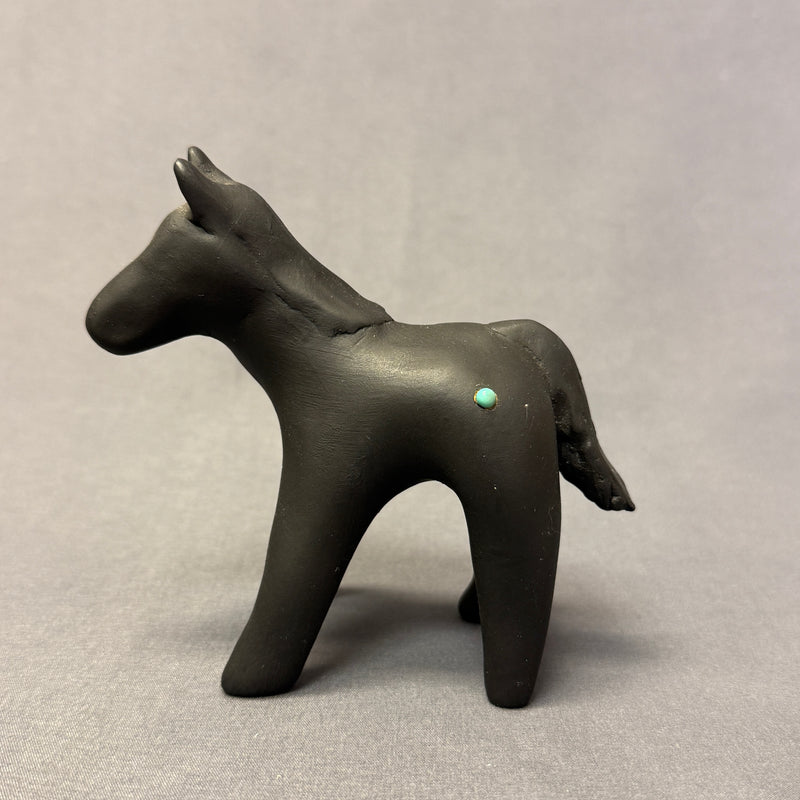 Andrew Rodriguez, Laguna Pueblo Native American Handmade Clay Figurine of Black Horse (WHC42)