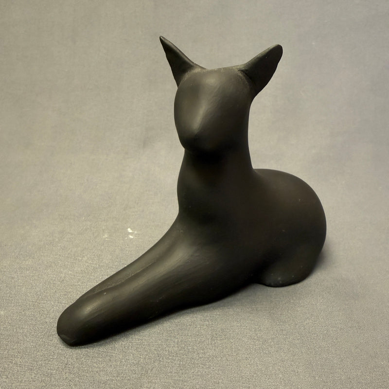 Andrew Rodriguez, Laguna Pueblo Native American Handmade Clay Figurine of Black Cat (WHC43)