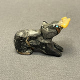 Frankie Eustace, Zuni Picasso Marble Bear Fetish with Mother of Pearl Fish  (WHC50)