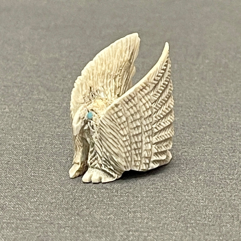 Zuni Antler Eagle Fetish with Turquoise Eyes, vintage Native American   (WHC51)