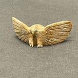 Herbert Hustito Zuni Alabaster Eagle Fetish with Turquoise Eyes, vintage Native American   (WHC53)