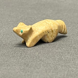 Leroy Ukestine, Zuni Alabaster Wolf Fetish with Turquoise Eyes   (WHC55)