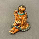 Lucero Gachupin, Jemez Pueblo Clay Storyteller Sculpture with Two Children, authentic Native American   (WHC61)