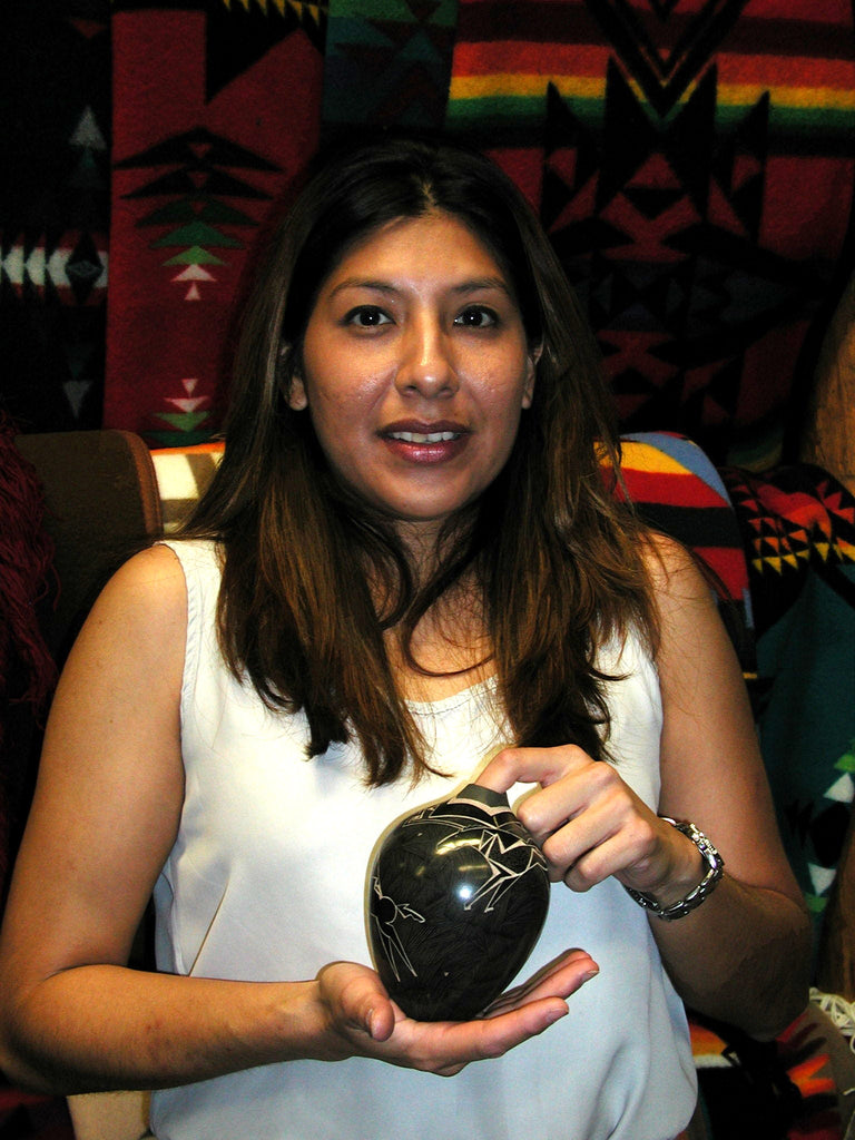 Native American Vase with 3 Horses Design by Dusty Naranjo, Santa Clara Pueblo (JD75)