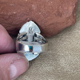 Blue turquoise Native American ring by Lucy Jake, Navajo SZ 8  (3/41)