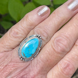 Blue turquoise Native American ring by Lucy Jake, Navajo SZ 8  (3/41)