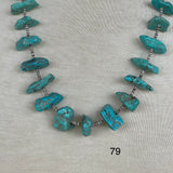Turquoise Santo Domingo Nugget Vintage Necklace - 1970s single strand turquoise Heishe (AS79a)
