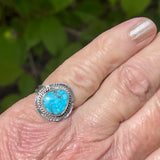 Blue Kingman turquoise Native American ring by Lucy Jake, Navajo SZ 5 3/4 (3/43)