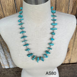 Turquoise Santo Domingo Nugget Vintage Necklace - 1970s single strand turquoise Heishe (AS80b)