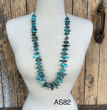 Turquoise Santo Domingo Nugget Vintage Necklace - 1970s single strand turquoise Heishe (AS82)