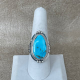 Blue turquoise Native American ring by Lucy Jake, Navajo SZ 8  (3/41)