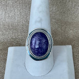 Purple charoite and silver Native American ring by Burt Francisco, Navajo SZ 9 (3/38)