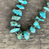 Turquoise Santo Domingo Nugget Vintage Necklace - 1970s single strand turquoise traditional wrap necklace (AS72)