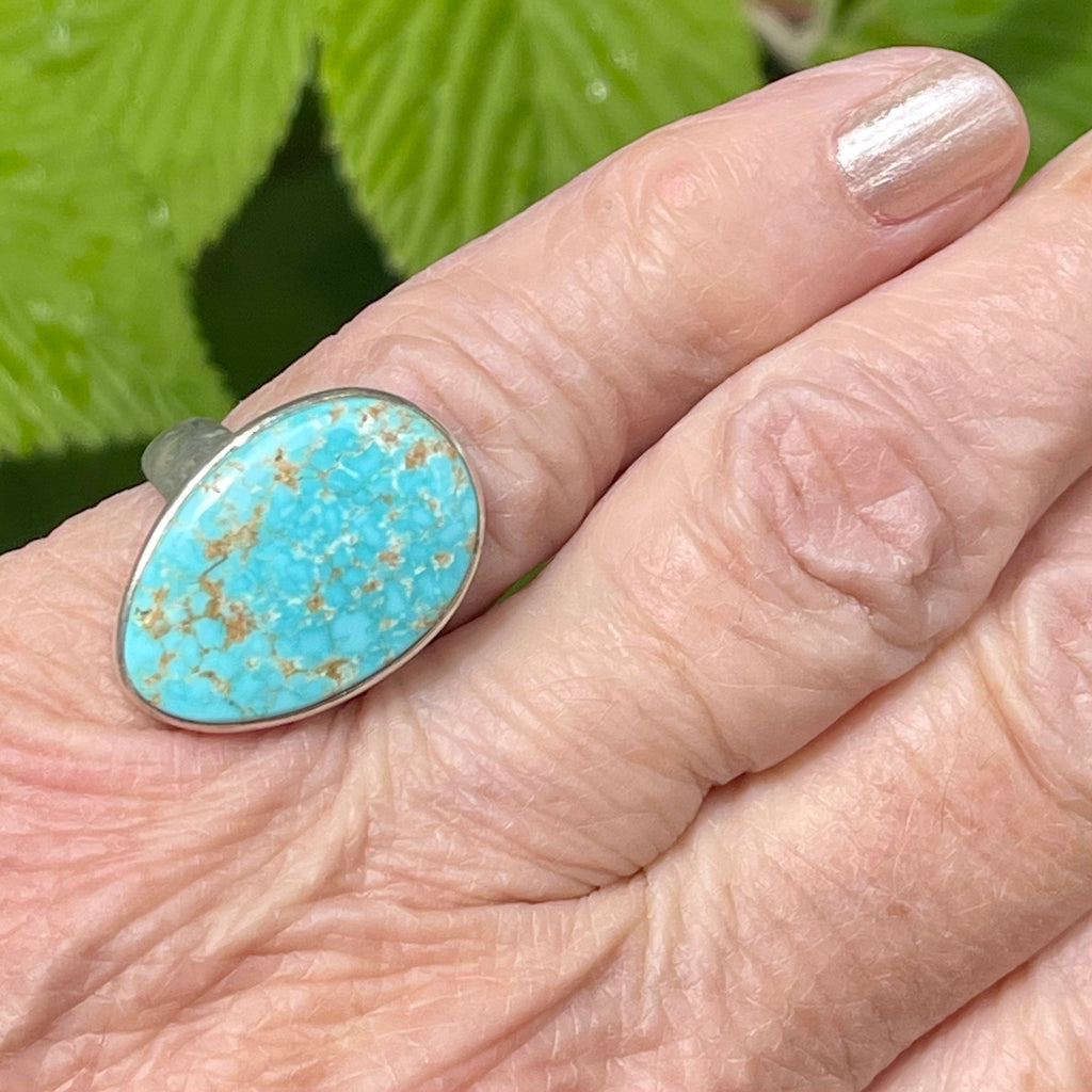 Turquoise & Silver Ring by Douglas Zachary - Native American Turquoise Ring SZ 7 (3/44)
