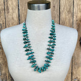Turquoise Santo Domingo Nugget Vintage Necklace - 1970s Double strand turquoise and shell necklace (AS77)