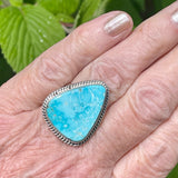 Kingman Turquoise Ring by Lyle Piaso, Navajo - Native American Turquoise Ring size 9 (3/40)