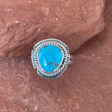 Blue Kingman turquoise Native American ring by Lucy Jake, Navajo SZ 5 3/4 (3/43)