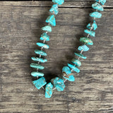 Turquoise Santo Domingo Nugget Vintage Necklace - 1970s single strand turquoise Heishe (AS85)
