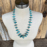 Turquoise Santo Domingo Nugget Vintage Necklace - 1970s single strand turquoise Heishe (AS80a)