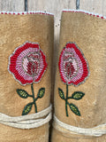 Antique Native American Cree Nation Child's Beaded Moccasins - Brain Tanned Moose- 1920s (GM96)