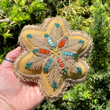 Authentic Iroquois Beaded Pincushion - late 1800s Niagara-style Whimsy.  Thread sewn with glass beads on silk (GM46)