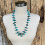Turquoise Santo Domingo Nugget Vintage Necklace - 1970s single strand turquoise Heishe (AS80a)