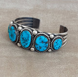 Turquoise Navajo Cuff with 5 Morenci Stones
