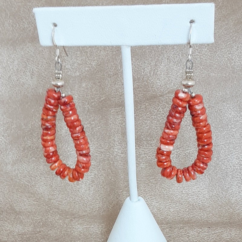 Spiny Oyster Bead Dangle Earring by Louise Joe, Navajo