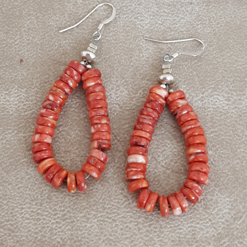 Spiny Oyster Bead Dangle Earring by Louise Joe, Navajo