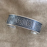 Steve LaRance, Hopi Tufa Cast  Silver Cuff Bracelet with Continuous Water Design SR8