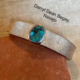 Tufa Cast Bracelet with Apache Blue Turquoise by Darryl Dean Begay, Navajo (MW87)