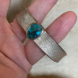 Tufa Cast Bracelet with Apache Blue Turquoise by Darryl Dean Begay, Navajo (MW87)