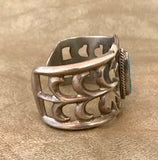 Vintage Genuine Navajo Sand Cast Cuff with Turquoise    KD125