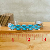 Genuine Zuni Inlay Bracelet with blue Turquoise, by Derrick & Lorelia Chavez    18-211