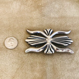 Silver Genuine Navajo Classic Sand cast Belt Buckle by Frances Jones, Navajo - Handmade silver buckle (NL77)