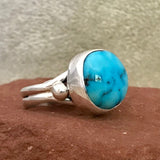 Sonoran Turquoise Navajo silver ring, Authentic Navajo turquoise ring  Size 7 3/4   (2/135)
