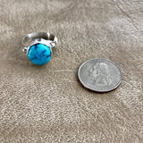 Sonoran Turquoise Navajo silver ring, Authentic Navajo turquoise ring  Size 7 3/4   (2/135)