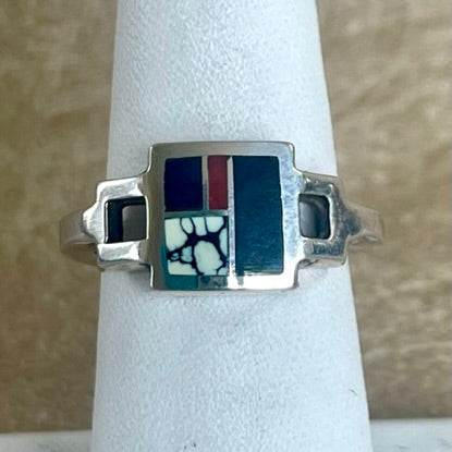 Contemporary Inlay ring by Ray Tracey, Navajo – Authentic Navajo Jewelry (RK143)