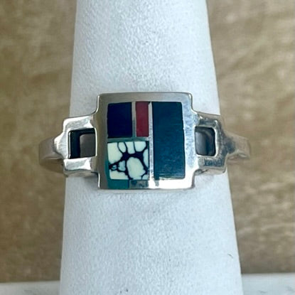 Contemporary Inlay ring by Ray Tracey, Navajo – Authentic Navajo Jewelry (RK143)