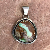 Royston Turquoise Shadowbox Pendant by Cooper Willie, Navajo, Sterling silver and Turquoise Navajo pendant  (2/102)