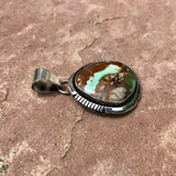 Royston Turquoise Shadowbox Pendant by Cooper Willie, Navajo, Sterling silver and Turquoise Navajo pendant  (2/102)