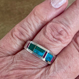 Contemporary Inlay ring by Ray Tracey, Navajo – Authentic Navajo Jewelry (RK147)