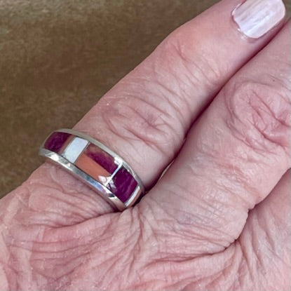 Contemporary Inlay ring by Ray Tracey, Navajo – Authentic Navajo Jewelry (RK142)