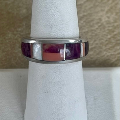 Contemporary Inlay ring by Ray Tracey, Navajo – Authentic Navajo Jewelry (RK142)