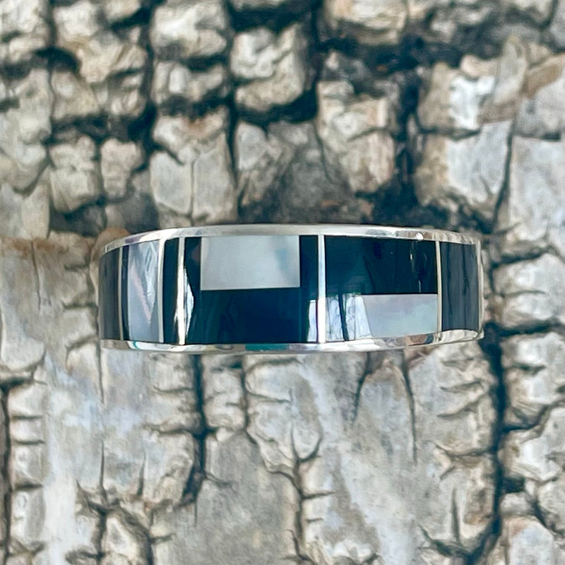 Contemporary Inlay ring by Ray Tracey, Navajo – Authentic Navajo Jewelry (RK146)