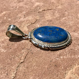 Samuel Yellowhair, Navajo  pendant with blue lapis,  Lapis and silver authentic Navajo pendant (1/349)
