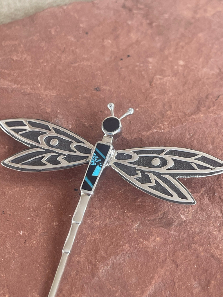 Contemporary Inlay Dragonfly Pin/Pendant Designed by David Rosales of Supersmith – Authentic Navajo Jewelry (2/246)