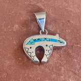 Contemporary Inlay Bear Pendant by Ray Tracey, Navajo – Authentic Navajo Jewelry (RK114)