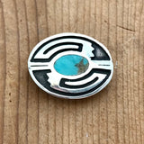 Vintage Native American Navajo Pin Pendant made with Turquoise and Sterling Silver, Small oval Navajo pin with turquoise inlay (MB4)